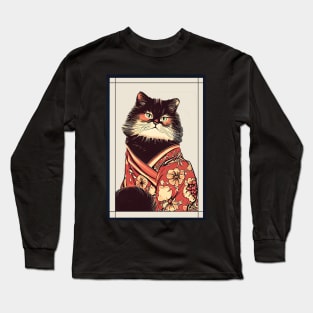 Persian cat Japanese with kimono vintage Long Sleeve T-Shirt